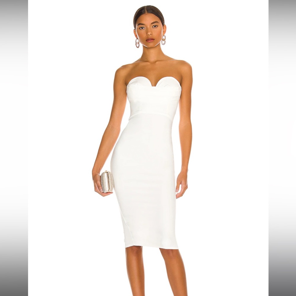 Sophia Strapless Midi Dress in White